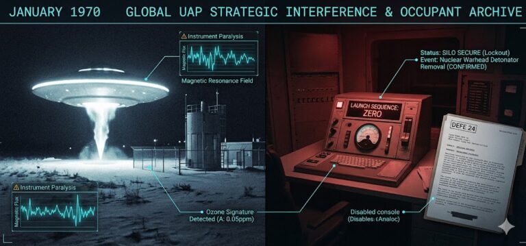 Forensic split-view of the Ellsworth AFB UFO landing and the disabled nuclear launch console from January 1970.