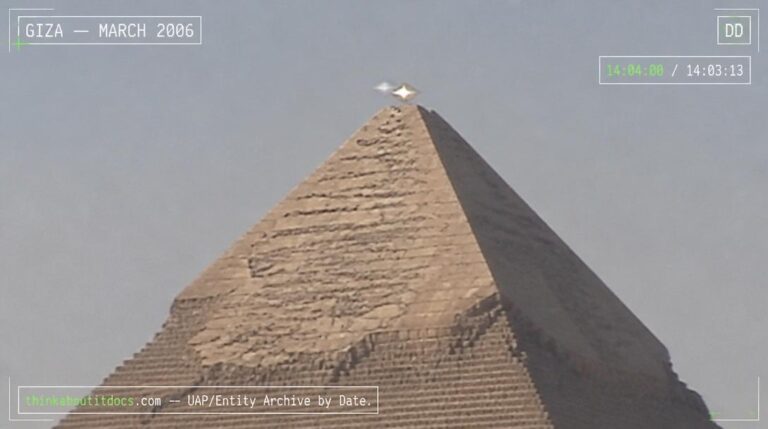 Illustration of the reflective object photographed near the summit of the Chephren Pyramid at Giza, Egypt by an automated webcam in March 2006