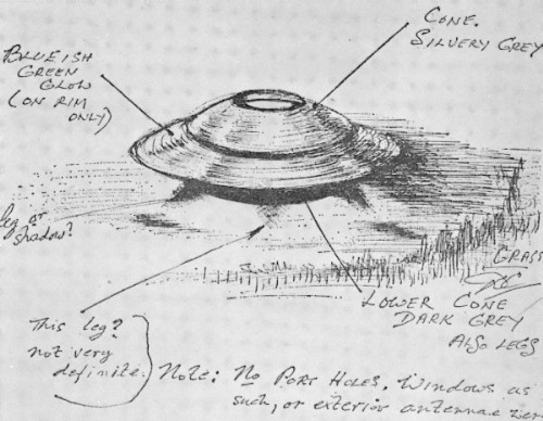 Witness sketch of the UFO seen at Vaucluse Beach, Australia, July 19, 1965