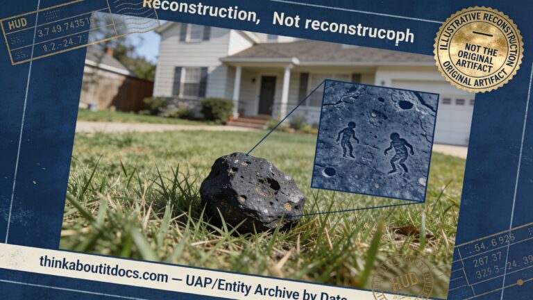 Illustrative reconstruction of the claimed 400-million-year-old Kentucky fossil stone described by Melvin Gray in 1969, not a photograph of the original artifact