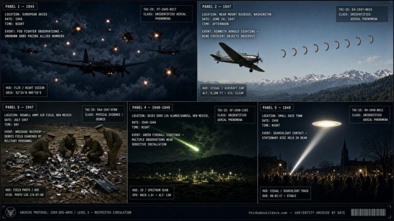 1945 - 1949 UFOUAP Entity Sightings by Date Hub