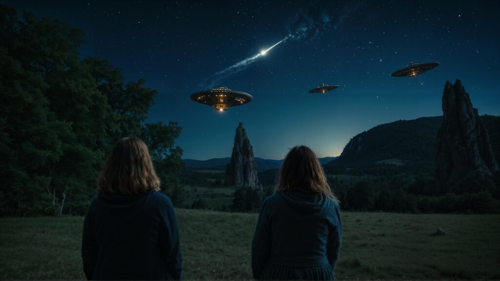 wallpaper, ufo, spaceship, extraterrestrial, science fiction, space, spacecraft, fantasy, saucer, alie, space travel, ufology, ai generated-8643572.jpg