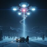 Hexagonal UFO sighting over snowy mountains December 2004