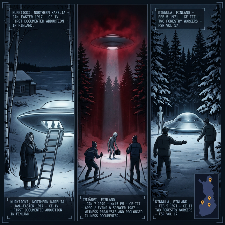 Finland UFO Alien Sightings Archive — Three-Panel Intelligence Dossier