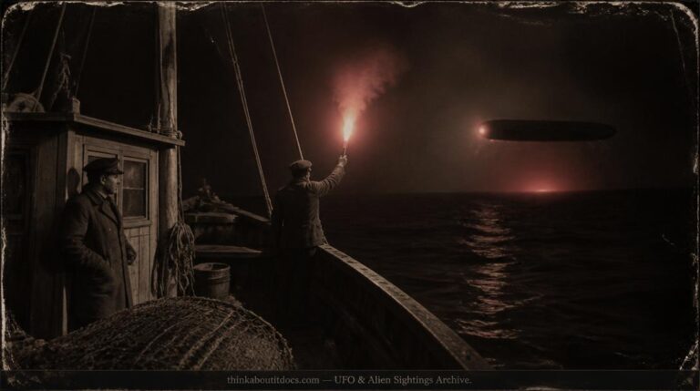 Historical illustration of the 1908 Superb fishing smack color-coded flare exchange in the North Sea