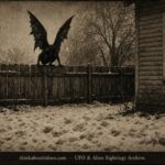Historical illustration of the January 1909 Jersey Devil sighting on a fence in Burlington New Jersey