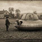 Historical illustration of the 1912 Abram Penner UFO encounter near Vancouver British Columbia