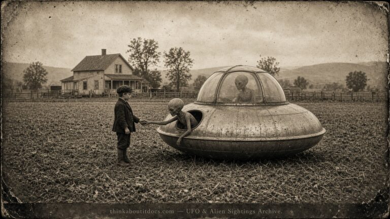 Historical illustration of the 1912 Abram Penner UFO encounter near Vancouver British Columbia