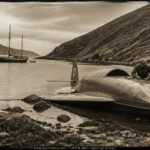 Historical illustration of the 1913 Killary Harbor Ireland ditched craft encounter with tall blond occupants