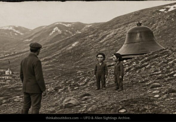 Historical illustration of the 1915 Sulitjelma Norway encounter with gray-skinned humanoids