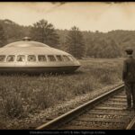 Historical illustration of the October 1917 Youngstown Pennsylvania saucer sighting with visible occupants