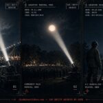 Three panels showing the same searchlight catching a glowing sphere over Norwood, Madeira, and Milford, Ohio in 1949