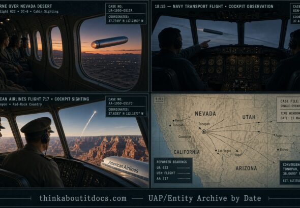 Airline and military crews across Nevada, California, Utah, and Arizona reporting a bright object on the same evening, June 1950
