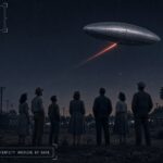 A large aluminum-colored ovoid object hovering at high altitude over Phoenix, Arizona at dusk, March 10, 1950