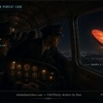 TWA DC-3 pilots watching a glowing red disc pace their aircraft near Goshen, Indiana, April 1950