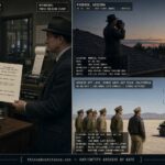 Three-panel dossier collage: the Roswell press release, William Rhodes's Phoenix photographs, and the Muroc Army Air Field sighting, July 5-8 1947