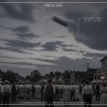 Dark cylindrical UFO turning east over 200 witnesses in Rushville Missouri, June 8 1920