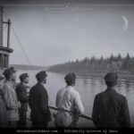 Crescent-shaped UFO the size of the moon observed from steamship on Vyatka River near Sosnovka Russia, July 1923