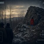 Paula Welden in her red coat rounds a rocky outcropping on Vermont's Long Trail moments before vanishing without a trace, December 1, 1946