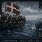 A merman-type entity surfacing near a Royal Danish Commission's vessel in Faroese waters, staring at the crew before roaring and diving, 1723