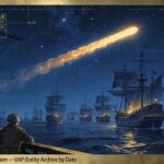 A bright flaming column crossing the night sky above the Holy League fleet before the Battle of Lepanto, September 20, 1571