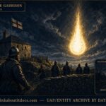 A large, tapering fiery object hanging bright over Hull's South Blockhouse garrison, illuminating soldiers on guard, October 3, 1660