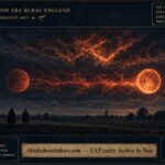 Two moon-sized objects confronting each other in the pre-dawn sky over Ilford, Essex, streaming fire and blood-red material, November 30, 1660
