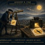 A spindle-shaped fusiform object crossing the sun, traced by astronomer Monsieur de Rostan using a camera obscura at Lausanne, Switzerland, August 1762