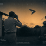 William Rhodes photographs a heel-shaped object circling silently over his Phoenix, Arizona home at dusk, July 7, 1947