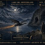 A long, serpent-headed, spark-trailing winged creature flying between two mountain caves across Lake Uri, Switzerland, as reported by prefect Christophorus Schere in 1619
