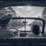 A mother, daughter, and grandmother watch flickering silvery discs from their car near Ocala, Florida, March 30, 1947