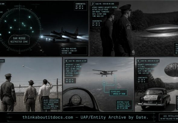 Security patrol and radar personnel documenting a series of UFO sightings and failed fighter intercepts at Oak Ridge, Tennessee, October 1950