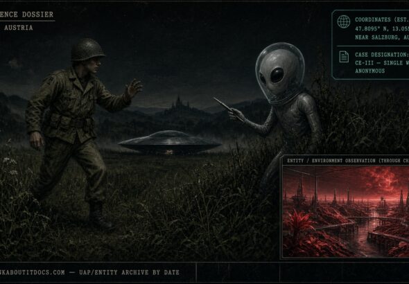 American soldier paralyzed by a cylindrical-headed entity near Salzburg, Austria, May 1951, before being taken aboard a saucer