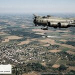 Illustration of a B-17 mapping aircraft with an unidentified fast-moving object crossing its flight path over Richmond, Indiana, May 24, 1954