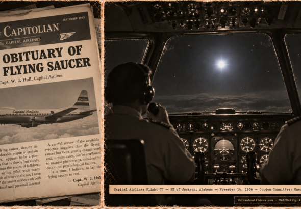 1956 Capital Airlines Flight 77 UFO Encounter Captain Hull Illustration