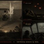 Collage of late August 1952 UFO sightings including the Seneca Lake New York splashdown and the Chickasaw Brookley AFB Alabama light display