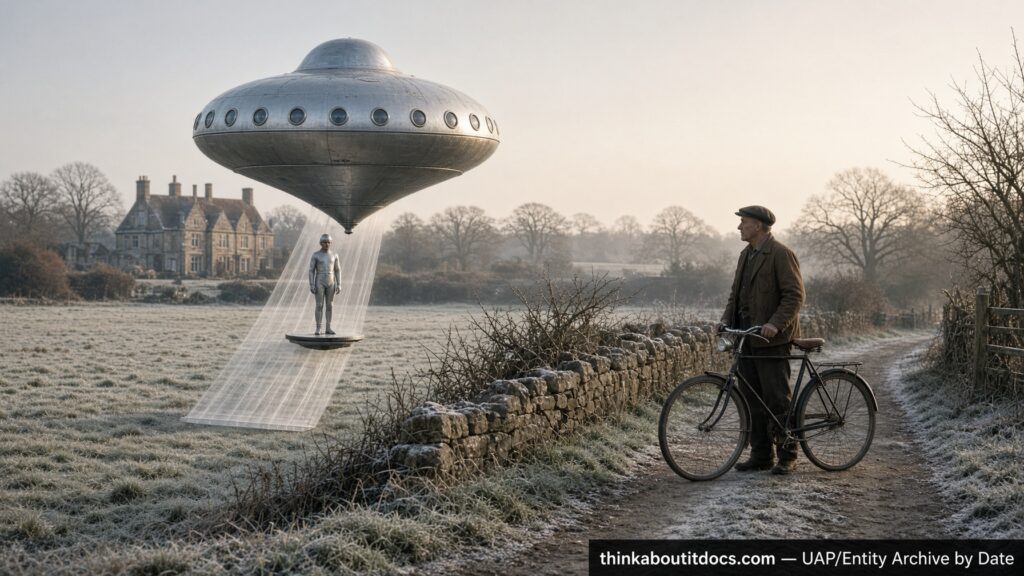 Illustration of the 1955 Broadlands Hampshire UFO encounter personally investigated by Lord Mountbatten