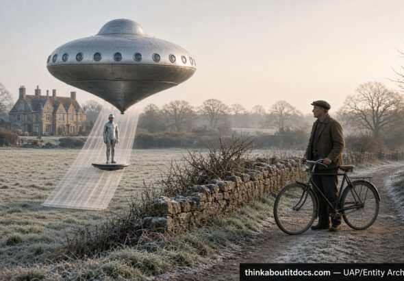 Illustration of the 1955 Broadlands Hampshire UFO encounter personally investigated by Lord Mountbatten