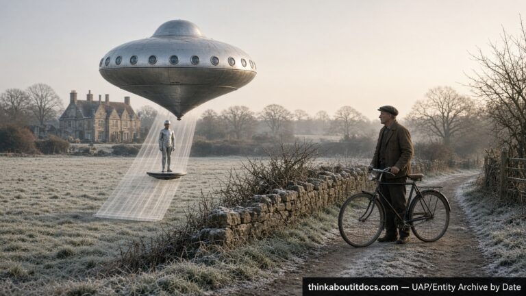 Illustration of the 1955 Broadlands Hampshire UFO encounter personally investigated by Lord Mountbatten