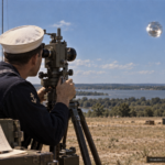 Illustration of the 1955 Dahlgren Virginia theodolite-tracked, radar-confirmed UFO sighting at the Naval Proving Ground