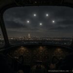 Illustration of the 1955 Fort Wayne Indiana American Airlines sighting of five stationary star-like objects