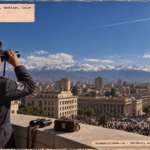 Illustration of a U.S. Air Force sergeant with binoculars on the Santiago Embassy roof watching a whitish object streak across the sky on March 28, 1950